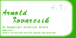 arnold kovarcsik business card